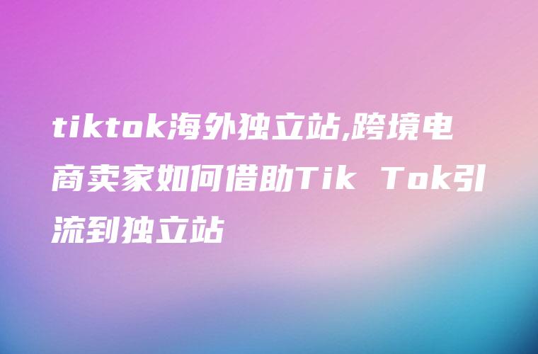 tiktok海外独立站,跨境电商卖家如何借助Tik Tok引流到独立站