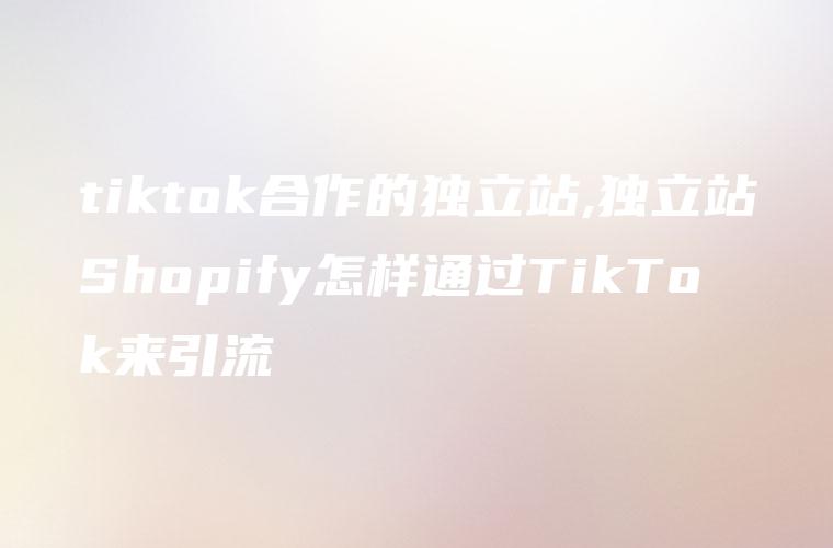 tiktok合作的独立站,独立站Shopify怎样通过TikTok来引流