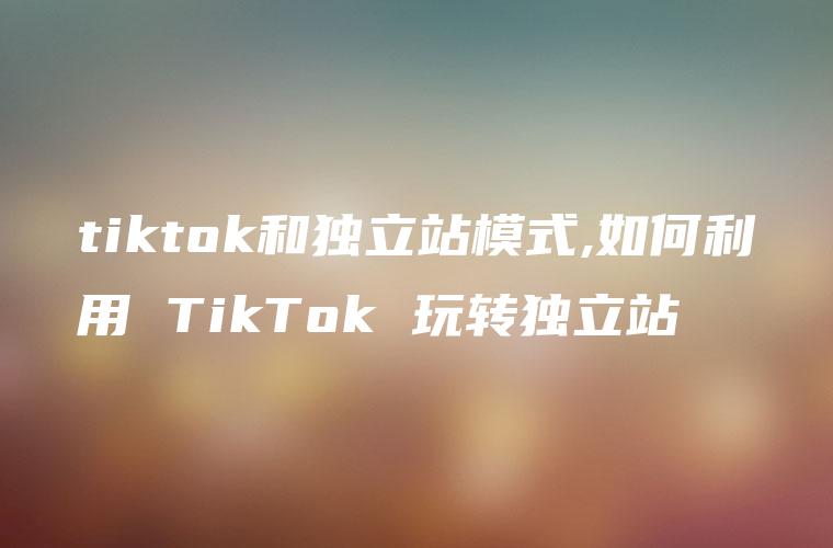 tiktok和独立站模式,如何利用 TikTok 玩转独立站
