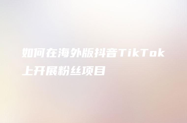 如何在海外版抖音TikTok上开展粉丝项目