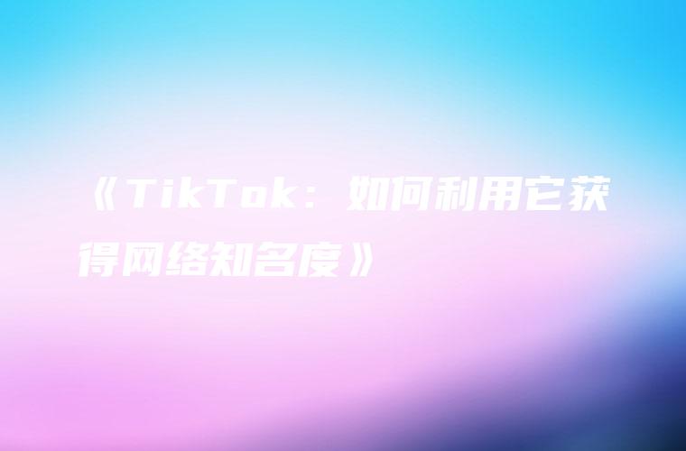 《TikTok：如何利用它获得网络知名度》