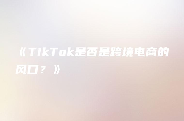 《TikTok是否是跨境电商的风口？》