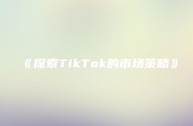《探索TikTok的市场策略》