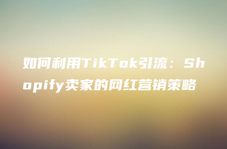 如何利用TikTok引流：Shopify卖家的网红营销策略