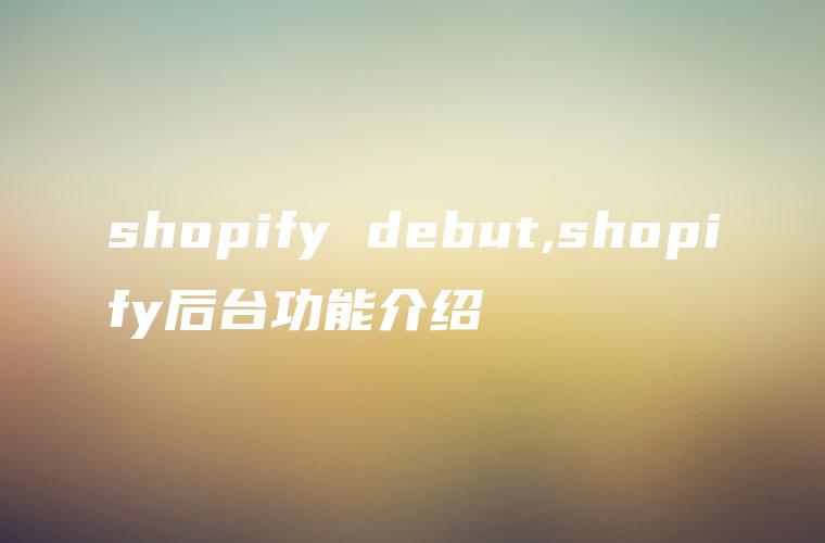 shopify debut,shopify后台功能介绍