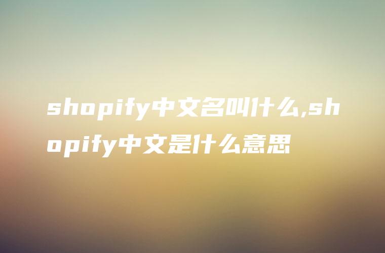 shopify中文名叫什么,shopify中文是什么意思