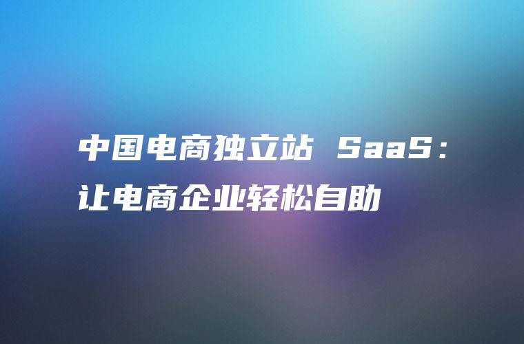 中国电商独立站 SaaS：让电商企业轻松自助