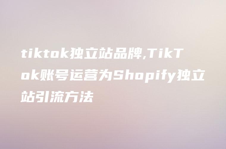 tiktok独立站品牌,TikTok账号运营为Shopify独立站引流方法