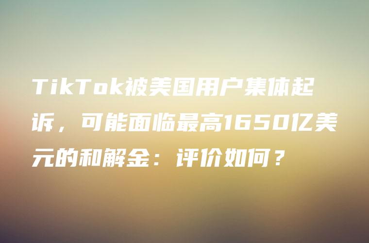 TikTok被美国用户集体起诉，可能面临最高1650亿美元的和解金：评价如何？