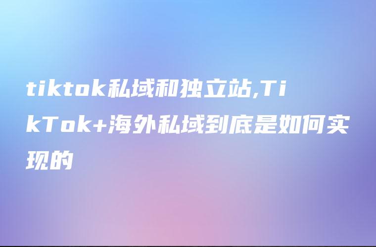 tiktok私域和独立站,TikTok+海外私域到底是如何实现的