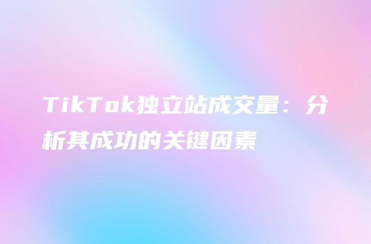 TikTok独立站成交量：分析其成功的关键因素