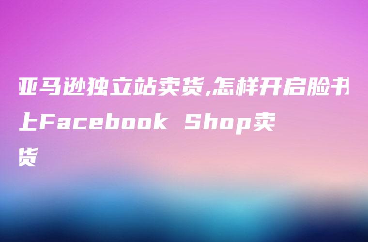 亚马逊独立站卖货,怎样开启脸书上Facebook Shop卖货