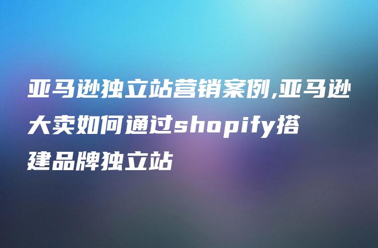 亚马逊独立站营销案例,亚马逊大卖如何通过shopify搭建品牌独立站