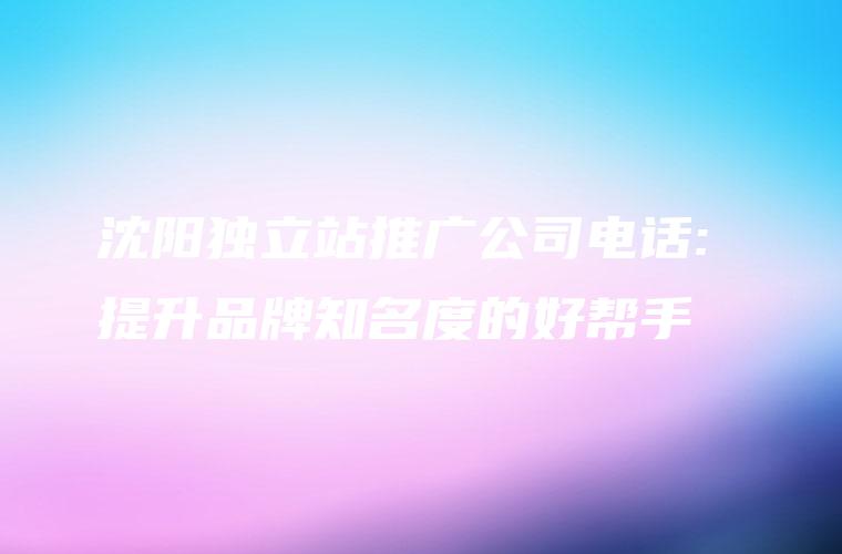 沈阳独立站推广公司电话: 提升品牌知名度的好帮手