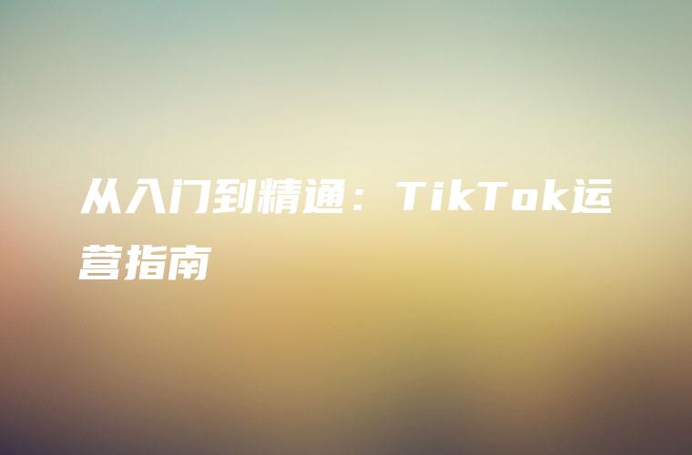 从入门到精通：TikTok运营指南