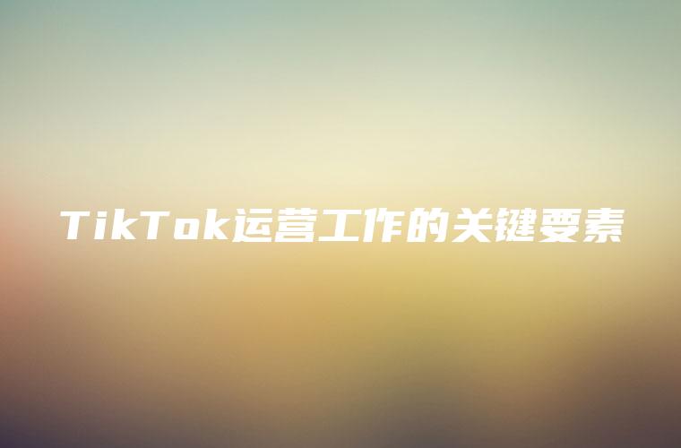 TikTok运营工作的关键要素