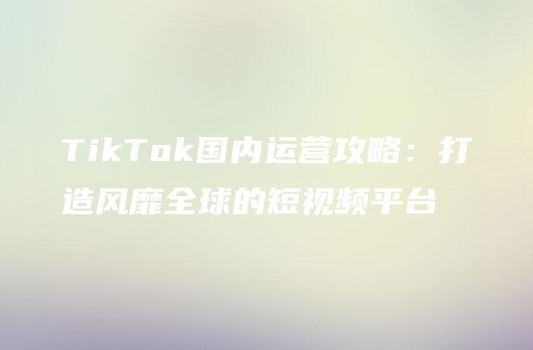 TikTok国内运营攻略：打造风靡全球的短视频平台