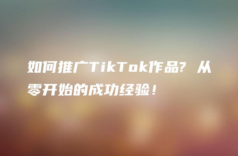 如何推广TikTok作品? 从零开始的成功经验！