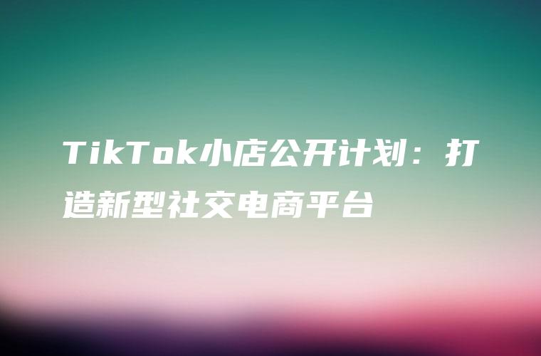 TikTok小店公开计划：打造新型社交电商平台