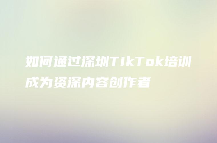如何通过深圳TikTok培训成为资深内容创作者