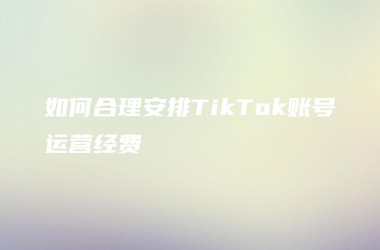 如何合理安排TikTok账号运营经费