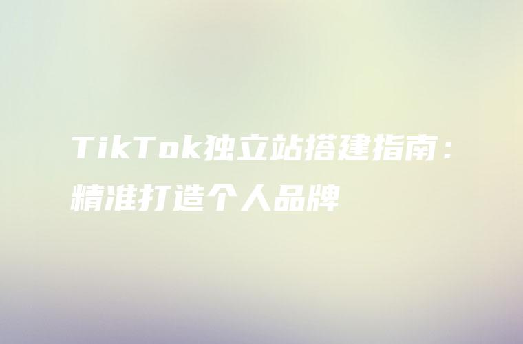 TikTok独立站搭建指南：精准打造个人品牌