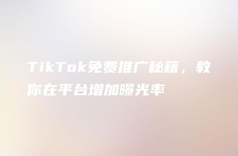 TikTok免费推广秘籍，教你在平台增加曝光率