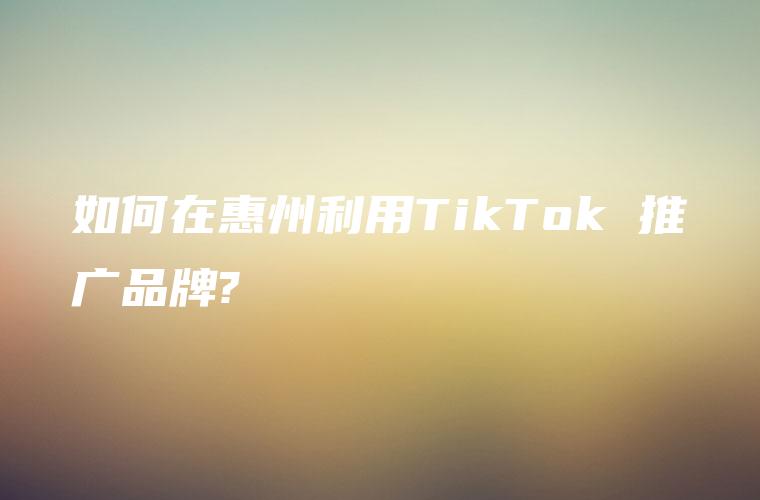 如何在惠州利用TikTok 推广品牌?