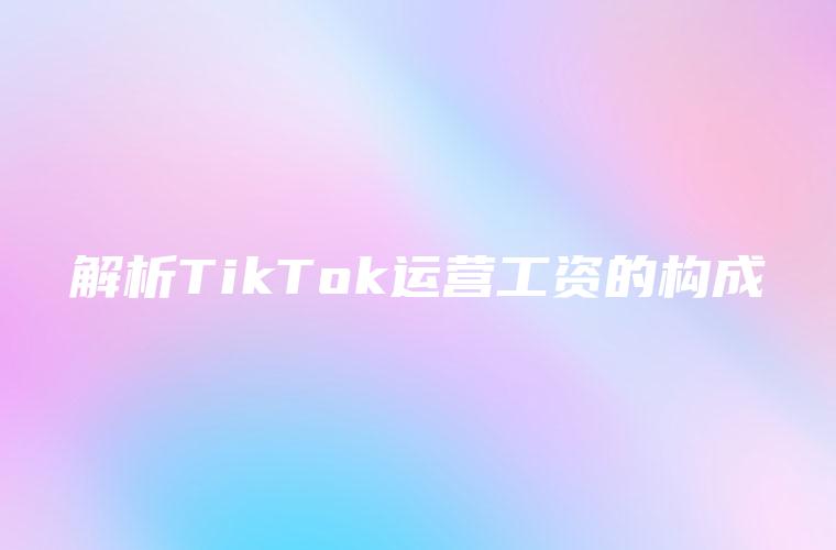 解析TikTok运营工资的构成