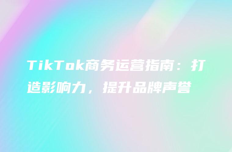 TikTok商务运营指南：打造影响力，提升品牌声誉