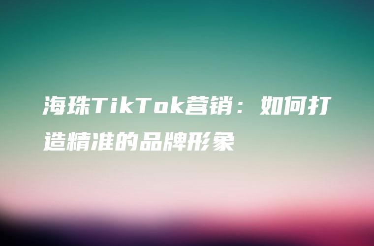 海珠TikTok营销：如何打造精准的品牌形象