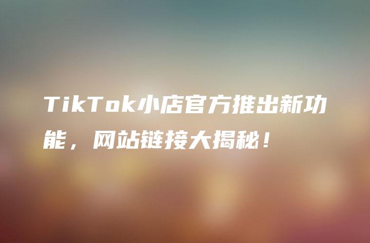 TikTok小店官方推出新功能，网站链接大揭秘！