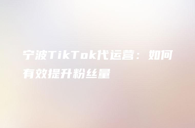 宁波TikTok代运营：如何有效提升粉丝量