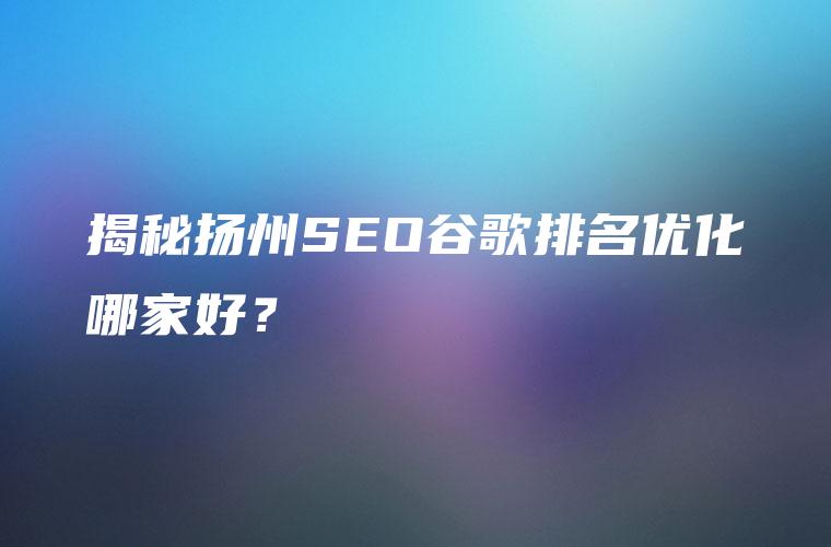 揭秘扬州SEO谷歌排名优化哪家好？