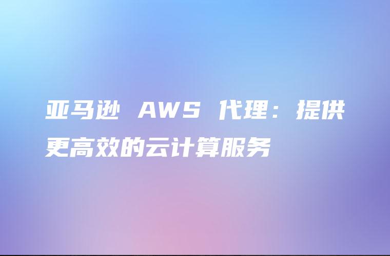 亚马逊 AWS 代理：提供更高效的云计算服务