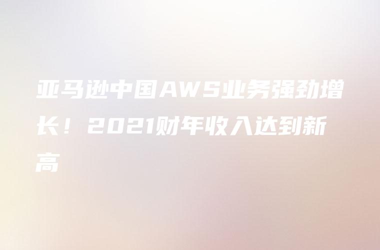 亚马逊中国AWS业务强劲增长！2021财年收入达到新高
