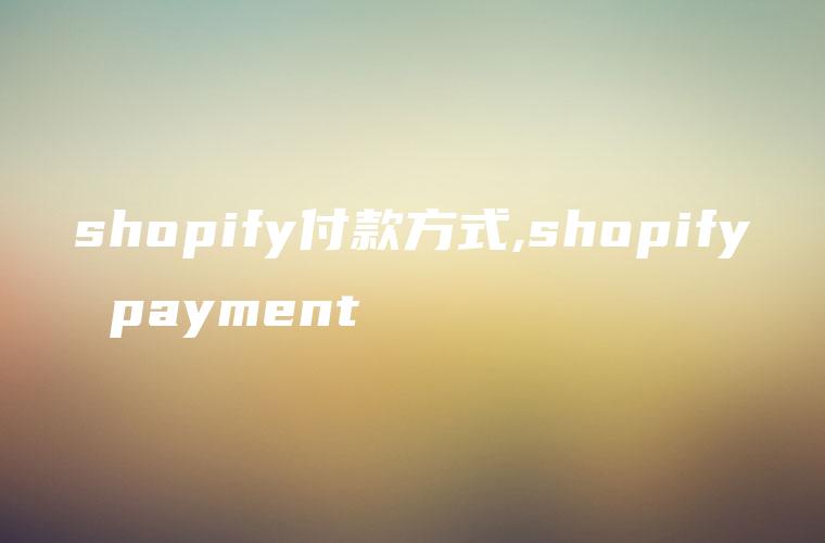 shopify付款方式,shopify payment