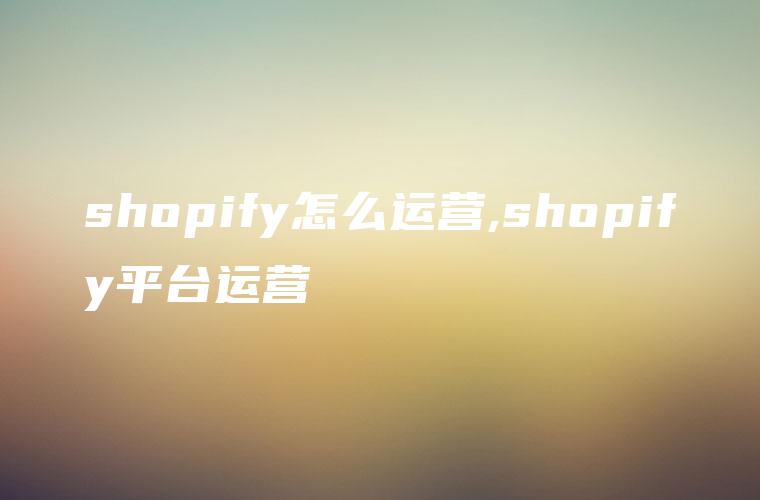 shopify怎么运营,shopify平台运营