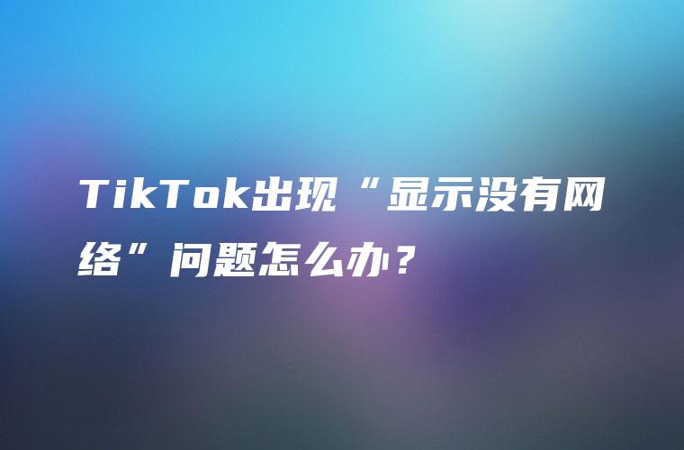 TikTok出现“显示没有网络”问题怎么办？