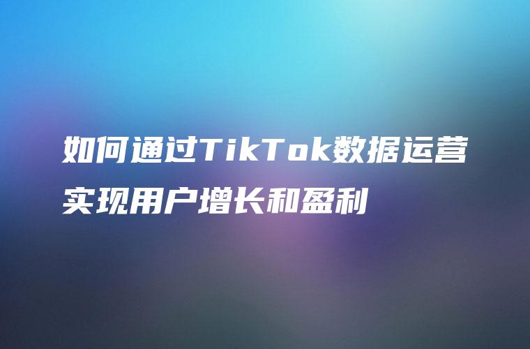 如何通过TikTok数据运营实现用户增长和盈利
