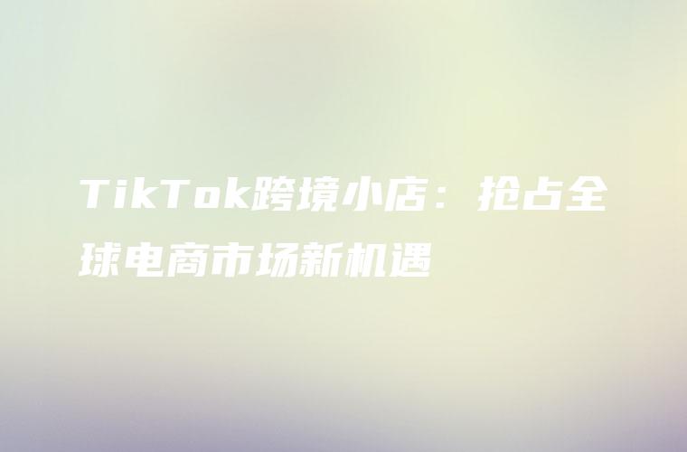 TikTok跨境小店：抢占全球电商市场新机遇