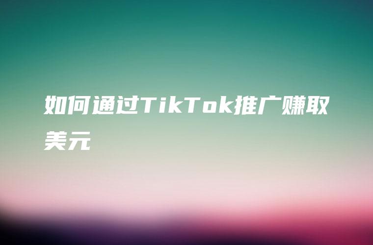 如何通过TikTok推广赚取美元