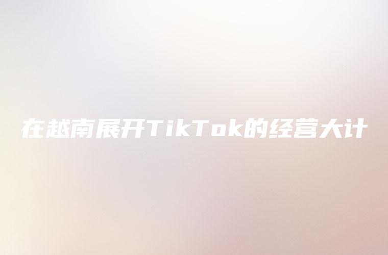 在越南展开TikTok的经营大计