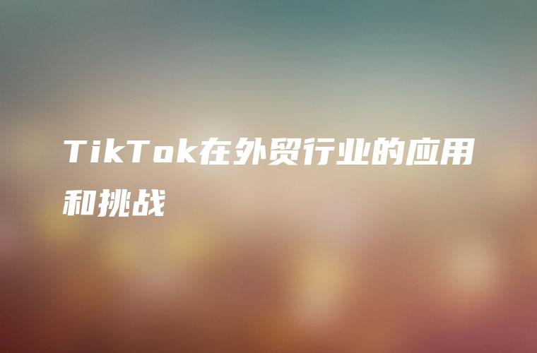 TikTok在外贸行业的应用和挑战