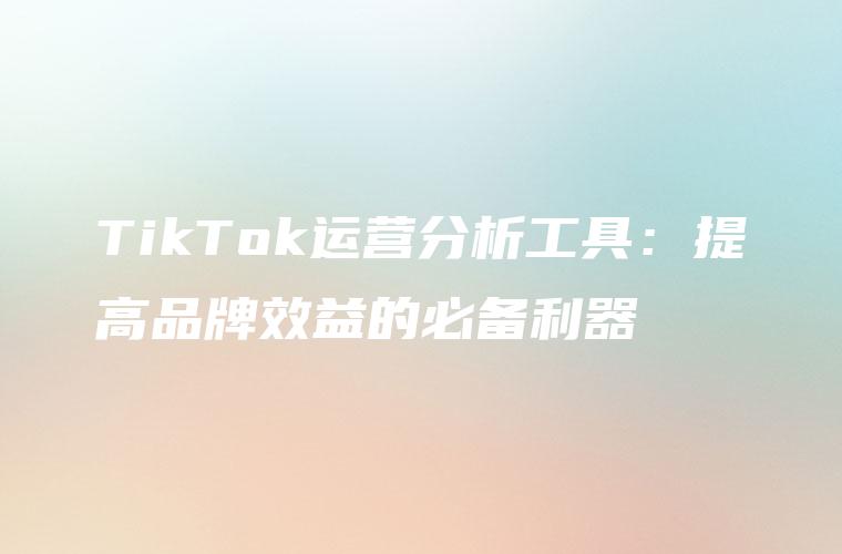 TikTok运营分析工具：提高品牌效益的必备利器