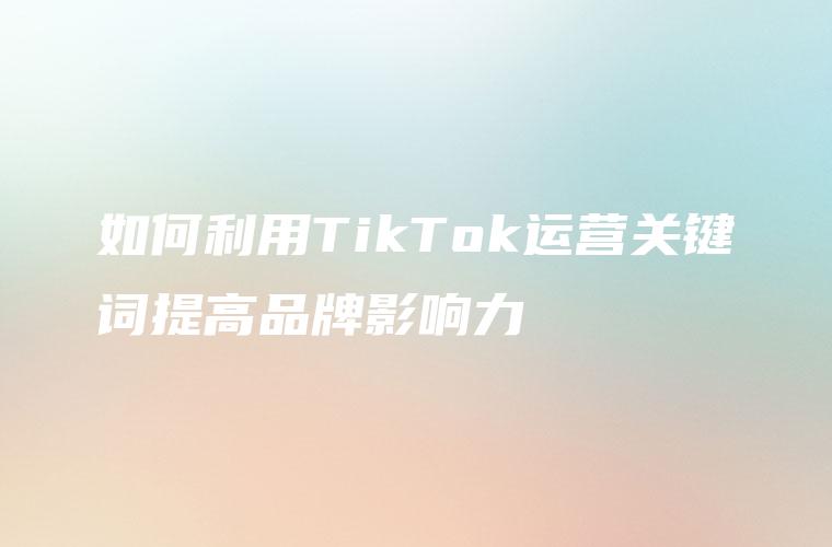 如何利用TikTok运营关键词提高品牌影响力