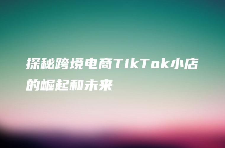 探秘跨境电商TikTok小店的崛起和未来