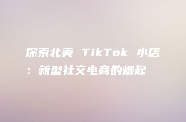 探索北美 TikTok 小店：新型社交电商的崛起