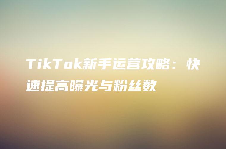 TikTok新手运营攻略：快速提高曝光与粉丝数
