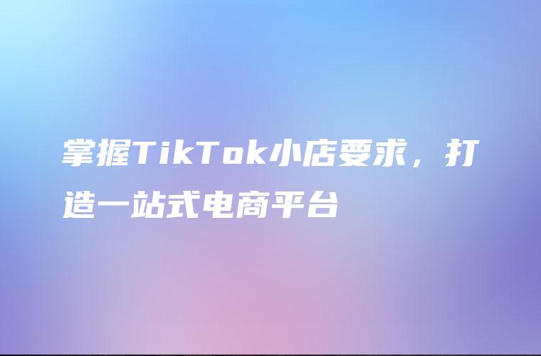 掌握TikTok小店要求，打造一站式电商平台